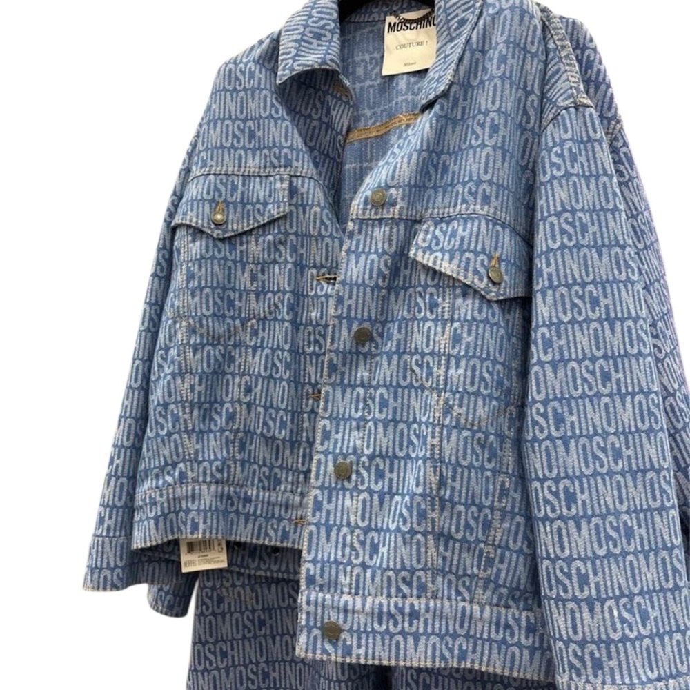 Moschino Logo Print Blue Jean Jacket - Picture 3 of 4